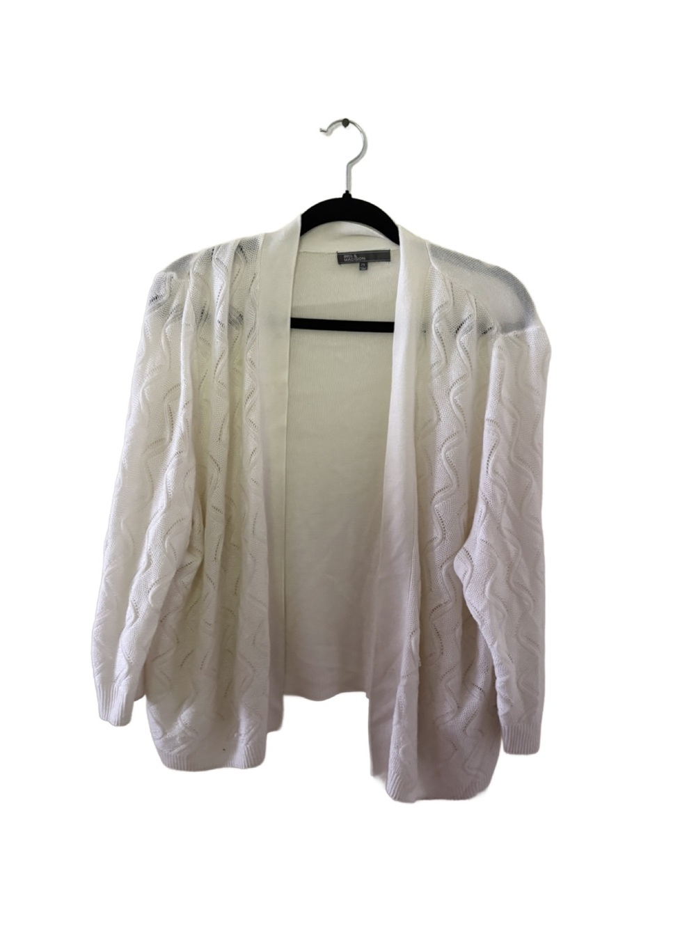 89th & Madison White Open-Front Knit Cardigan